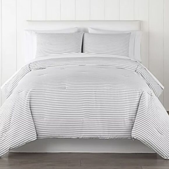 Home Expressions Grey Heathered Stripe Reversible King Set - Picture 4 of 9